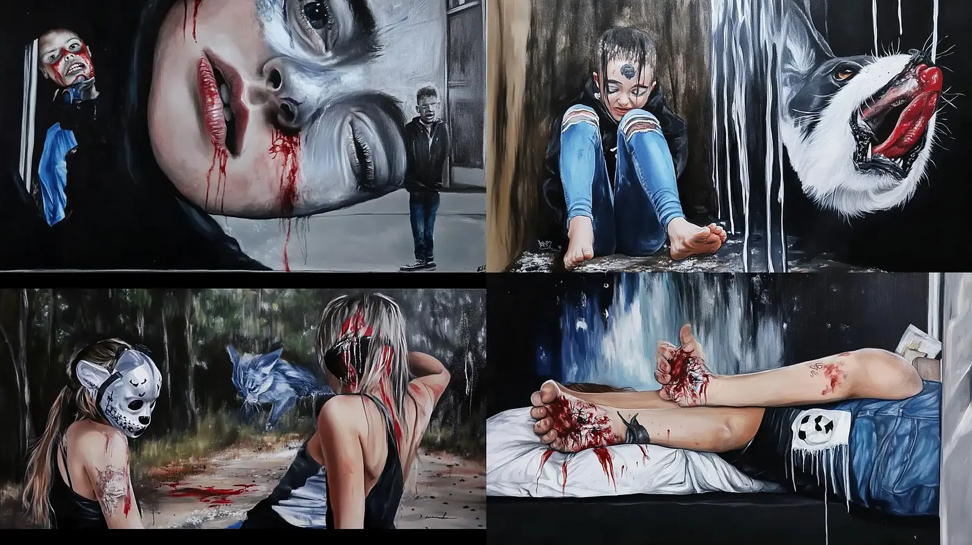 Gritty Harrowing Realism: A Dark and Bleak Artistic Vision - Midjourney sref style