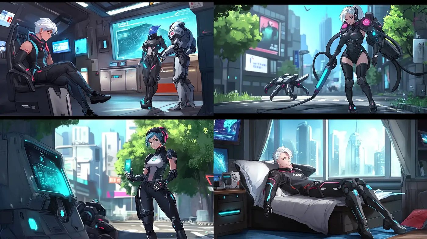 Futuristic Cyberpunk Aesthetic with Consistent Technological and Anime Influences - Midjourney sref style