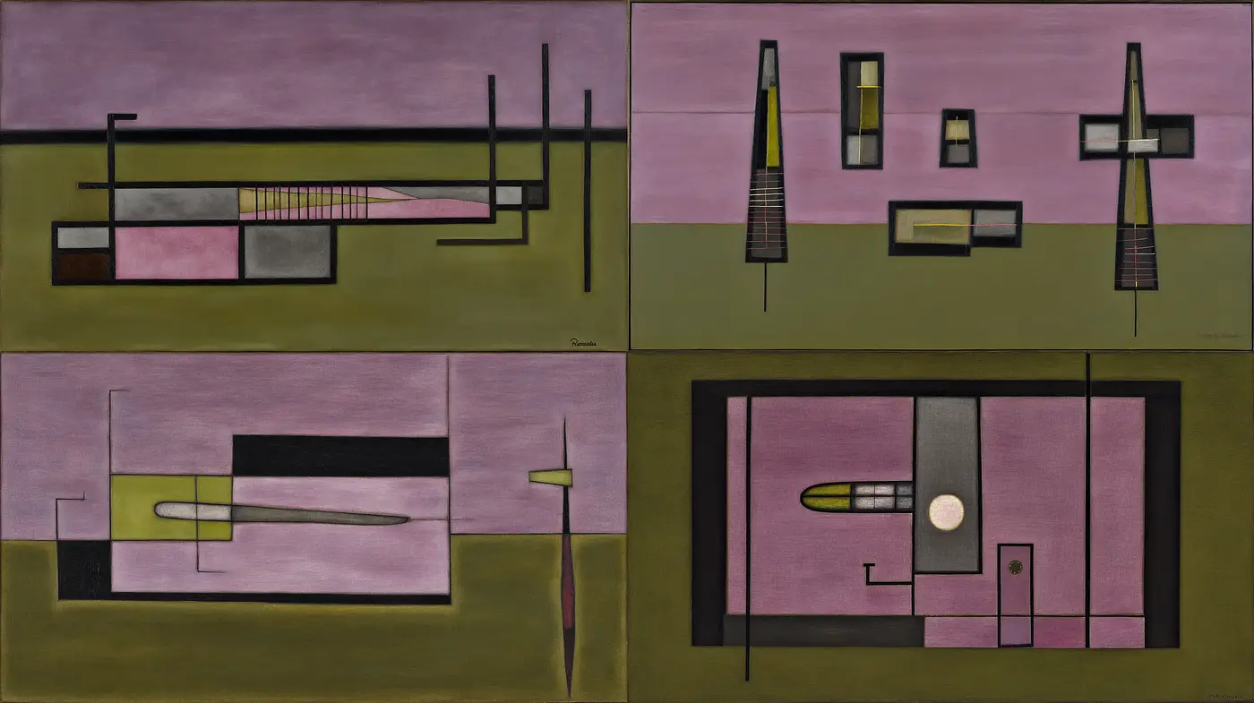 Modernist Abstract Composition with Muted Tones and Geometric Shapes - Midjourney sref style