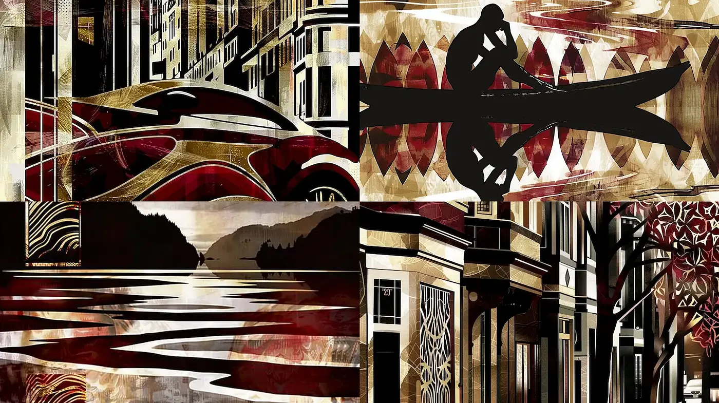 Dynamic and Modern Abstract Art with Rich Textures - Midjourney sref style