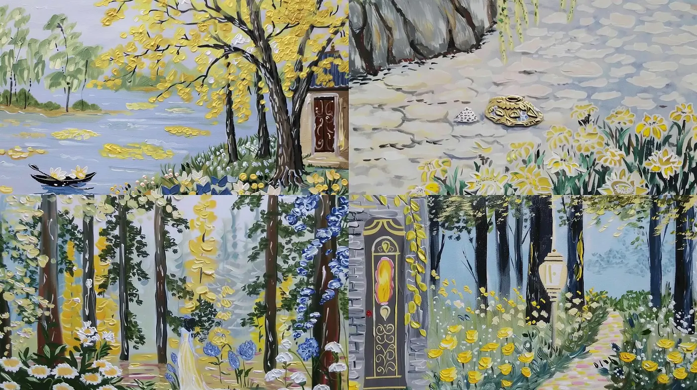 Impressionist Reverie amidst Blossoming Florals - Midjourney sref style