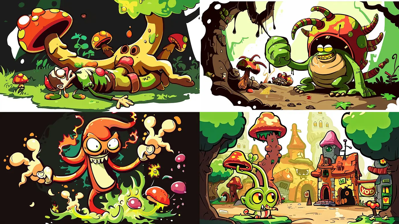 Whimsical Cartoon Caricature with Playful Fantasy Elements - Midjourney sref style