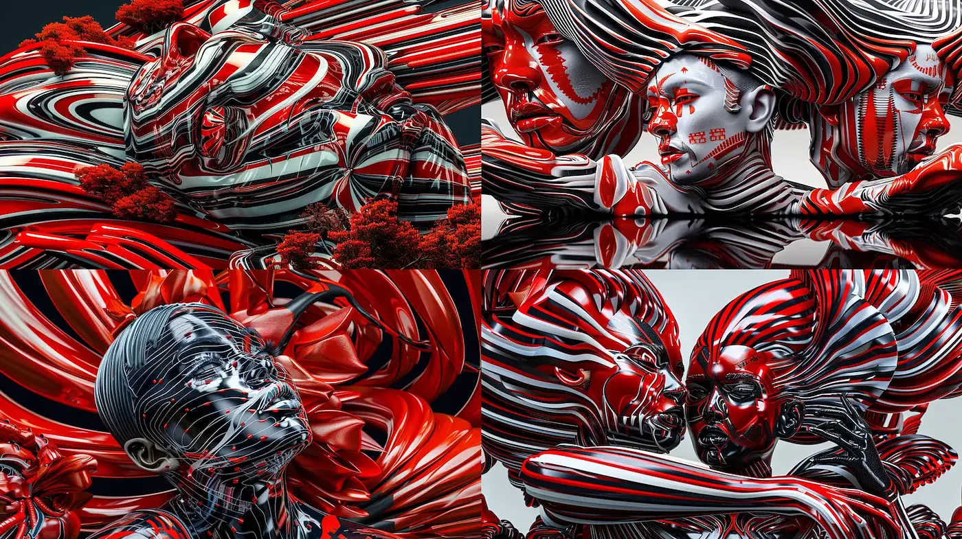 Dynamic and Abstract Sculpture Style with Strong Emotional Resonance - Midjourney sref style