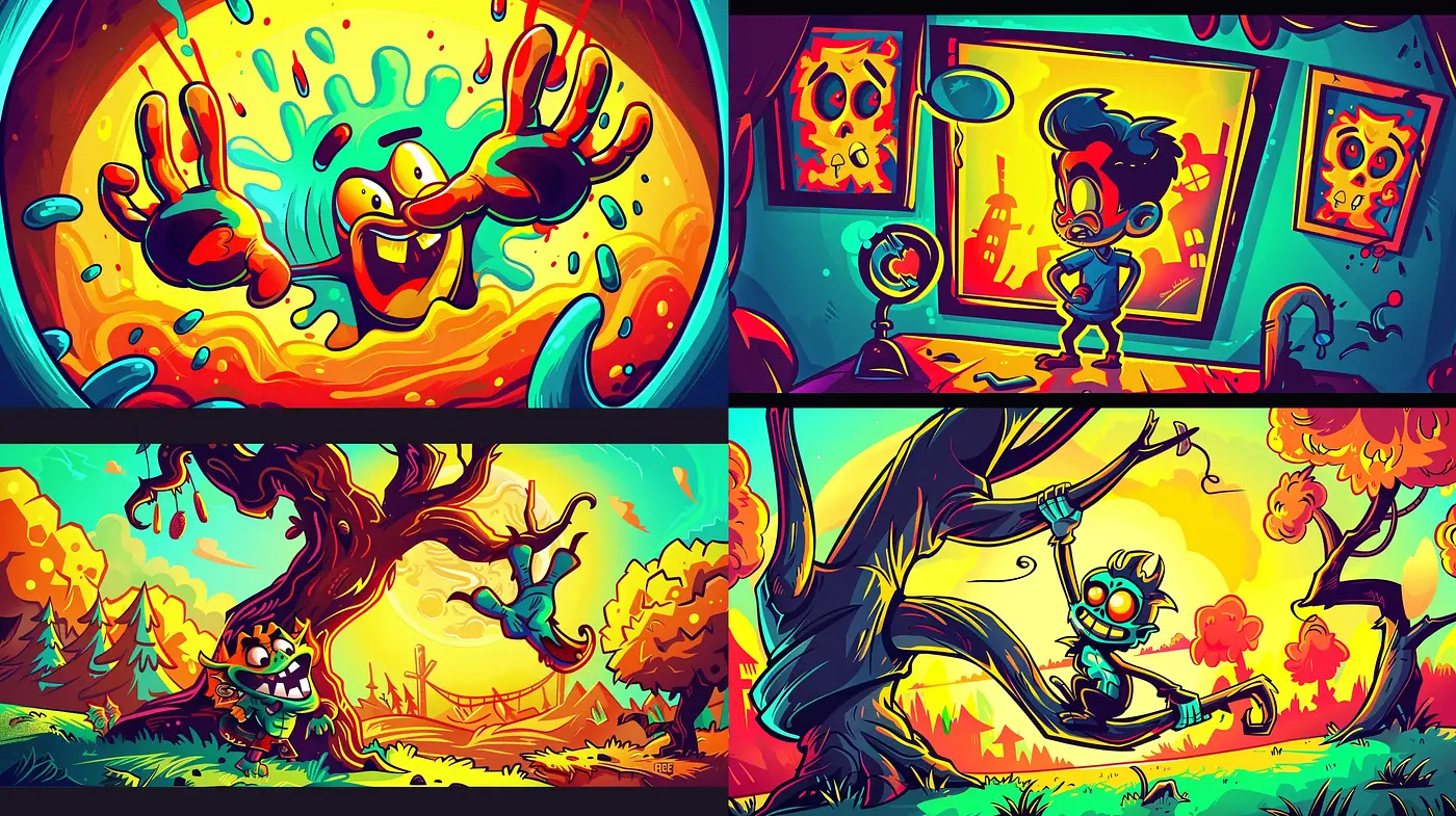 Psychedelic Cartoon Extravaganza - Midjourney sref style