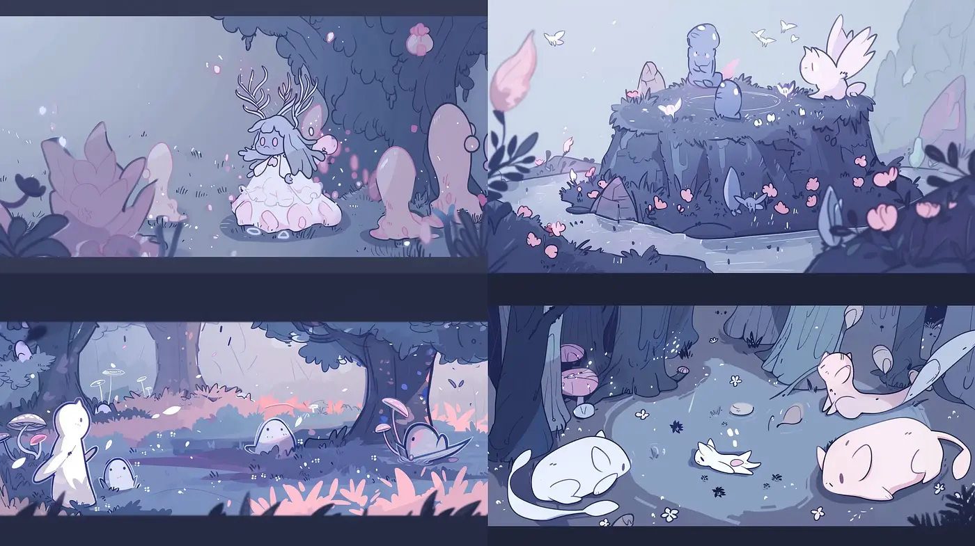 Whimsical Twilight Forest: A Dreamy Pastel Exploration - Midjourney sref style