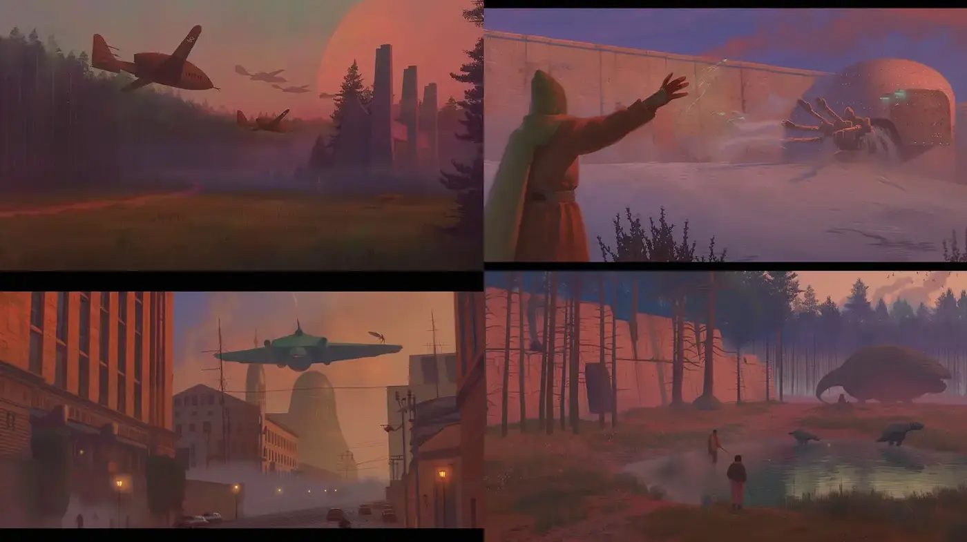 Surreal and Atmospheric Digital Landscapes with a Touch of Futurism - Midjourney sref style