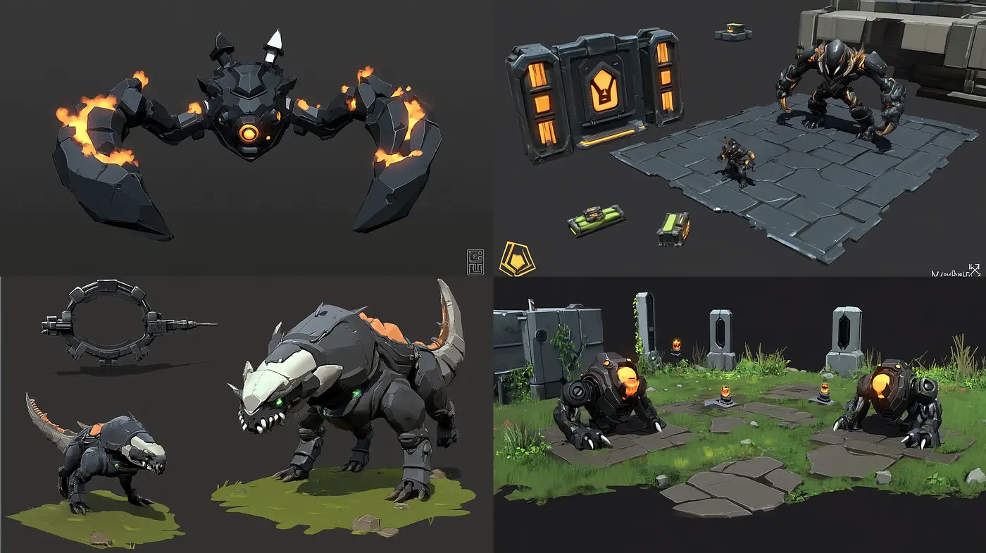 Futuristic Mechanized Menagerie: A Cohesive Vision of Synthetic Wildlife and Combat Machinery - Midjourney sref style