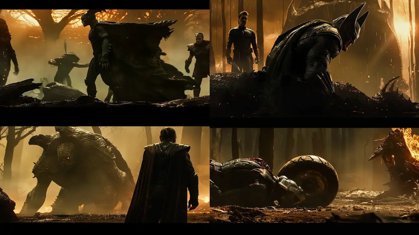 Epic Fantasy Scenes with Dynamic Lighting and Dramatic Textures - Midjourney sref style