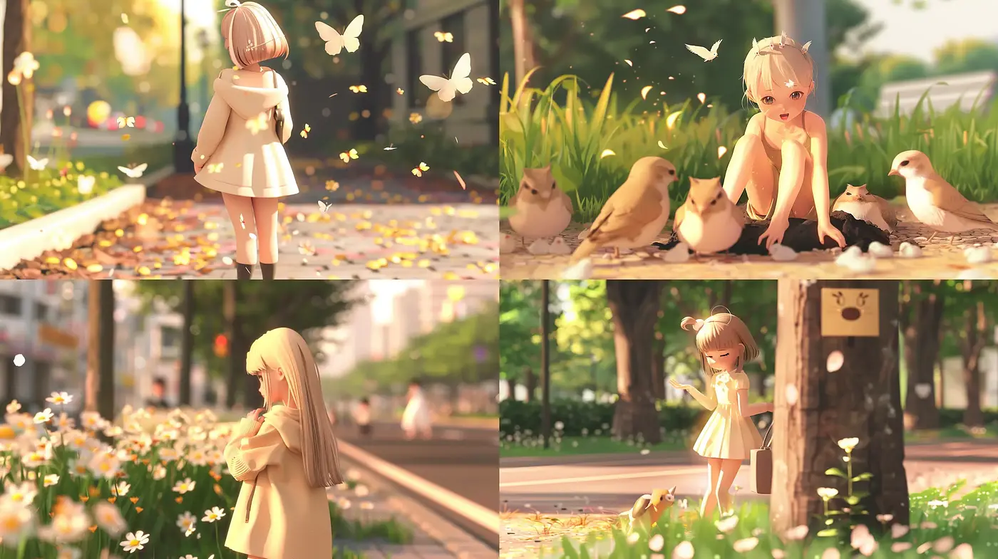 Idyllic Serenity in Sunlit Anime-Inspired Vignettes - Midjourney sref style