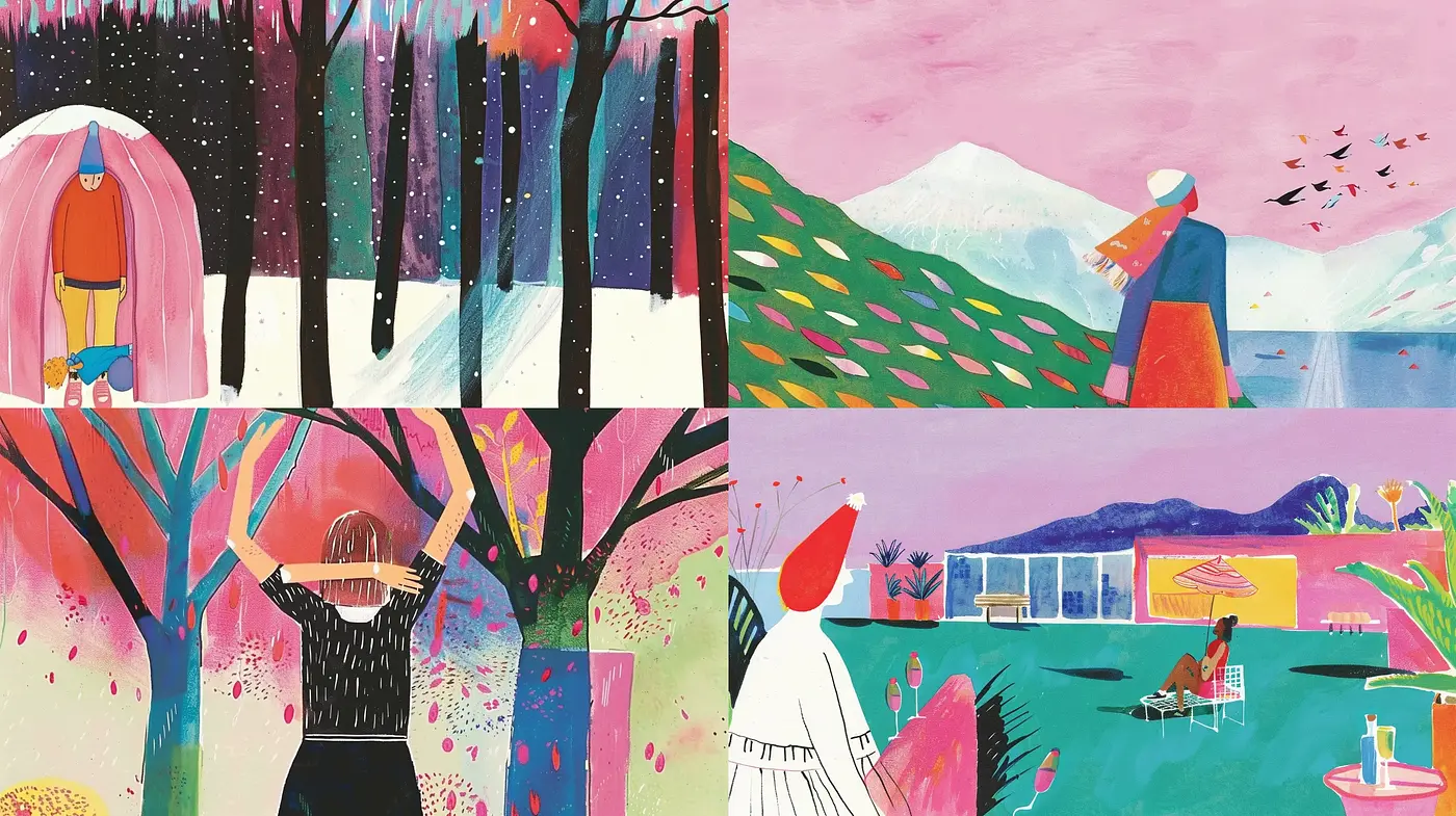 Whimsical Storybook Illustrations with a Warm and Dreamy Palette - Midjourney sref style