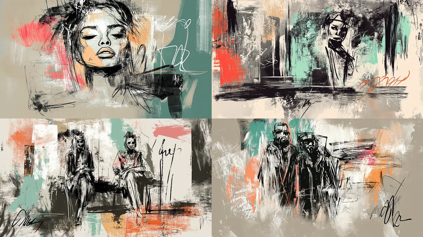 Abstract Expressionist Brushwork with Urban Contemporary Vibes - Midjourney sref style