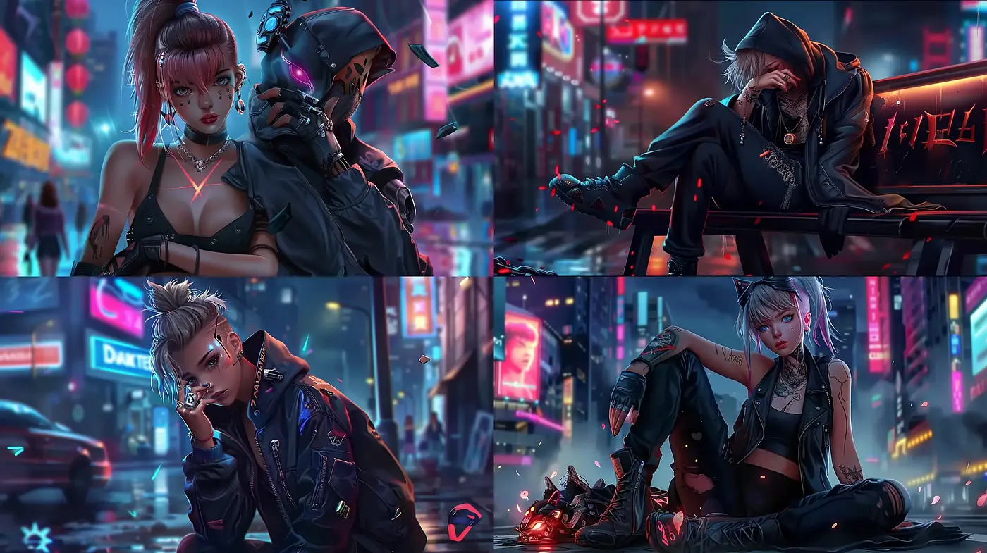 Neon Noir Cyberpunk Dreamscape - Midjourney sref style