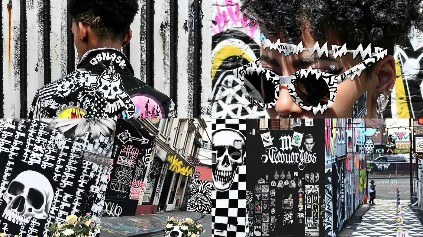 Urban Street Art Aesthetic with Bold Graphic Elements - Midjourney sref style