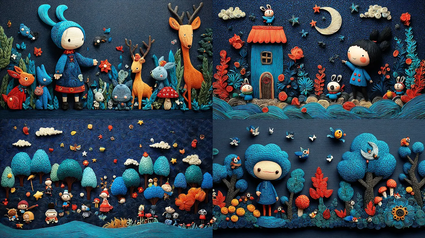 Charming Whimsical Art with Playful Characters and Nature - Midjourney sref style