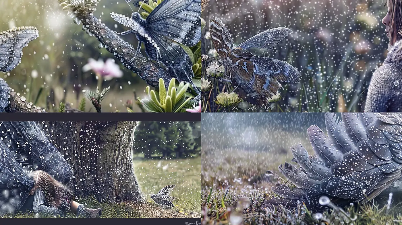 Whimsical Interlude in a Dew-Kissed Meadow: A Dialogue Between Nature and Serenity - Midjourney sref style