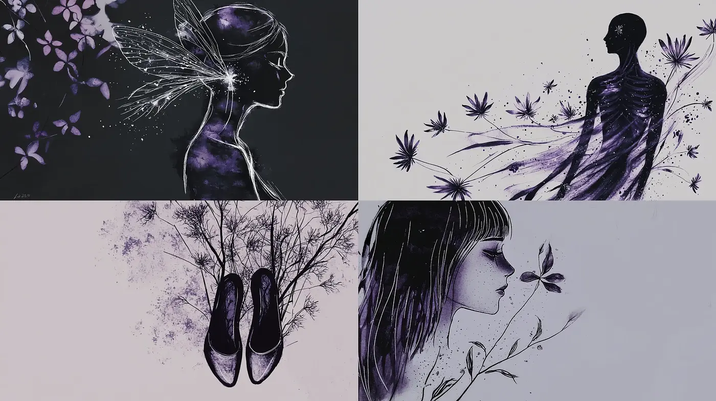 Ethereal Nocturnal Blossoms: A Homage to Twilight Nature and Feminine Mystique - Midjourney sref style
