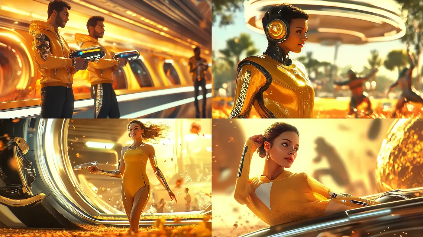 Futuristic Radiance with Golden Hour Luminescence - Midjourney sref style