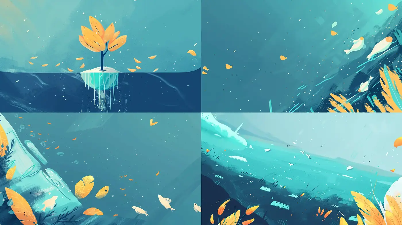 Autumnal Ambience with Serene Teal Overtones - Midjourney sref style