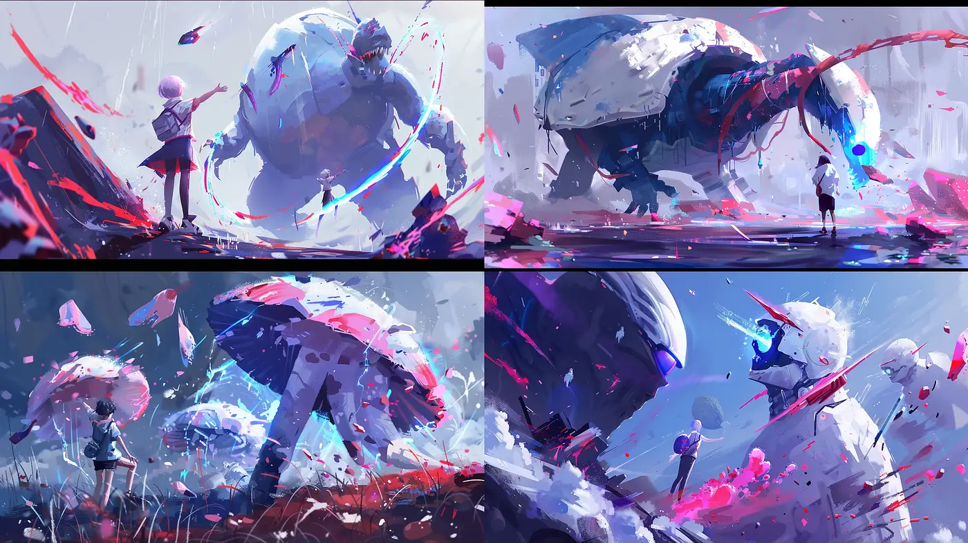 Energetic Brushwork in a Vivid Sci-Fi Dreamscape - Midjourney sref style