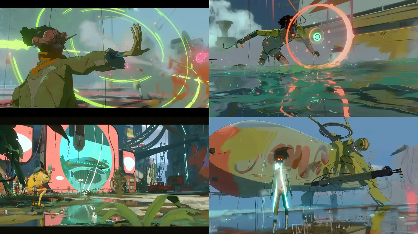 Futuristic Watercolor Dreamscape - Midjourney sref style