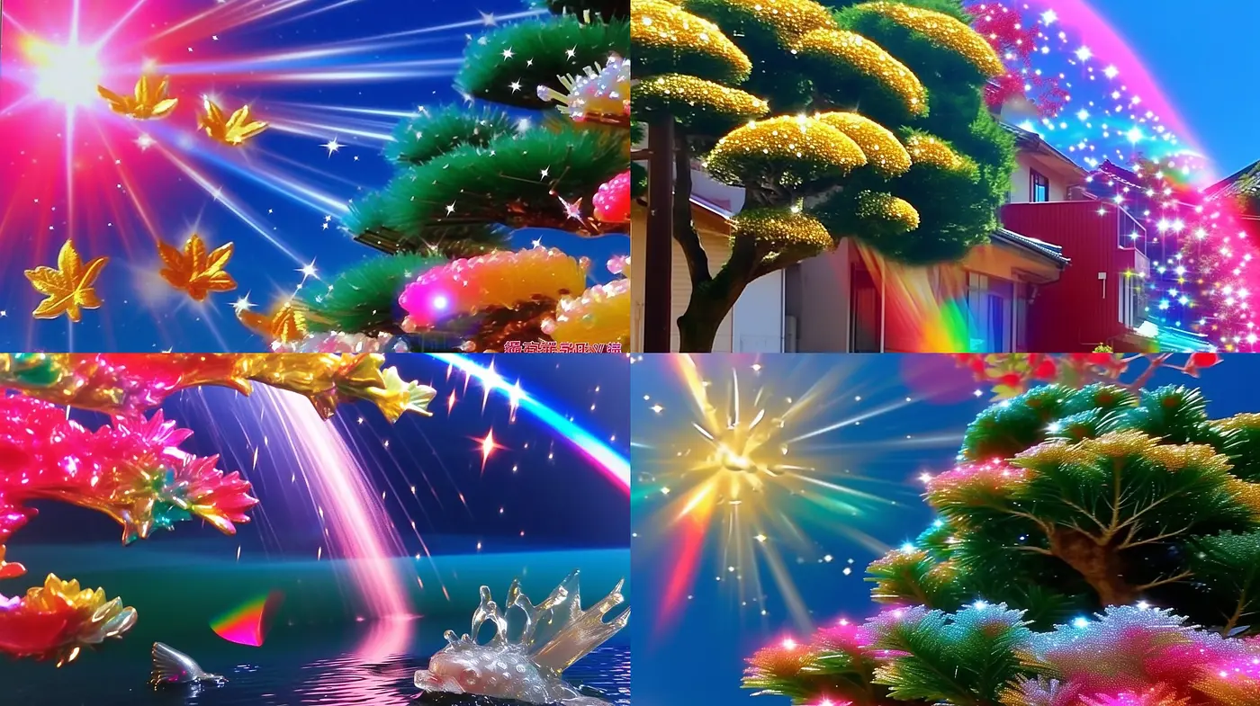 Luminous Fantasia: A Vivid Display of Radiant Hues and Sparkling Textures - Midjourney sref style