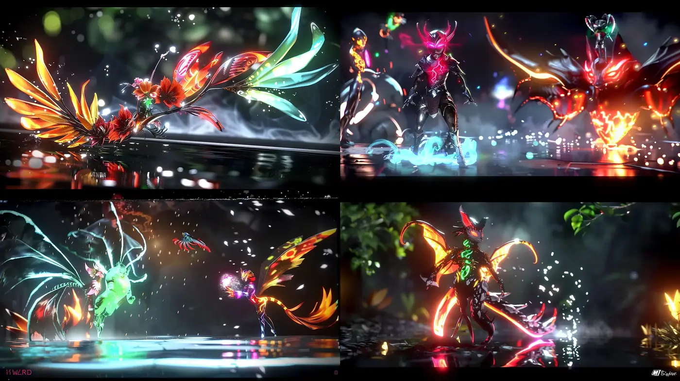 Luminous Ethereal Fantasy: A Constellation of Neon Vivacity and Organic Fluidity - Midjourney sref style