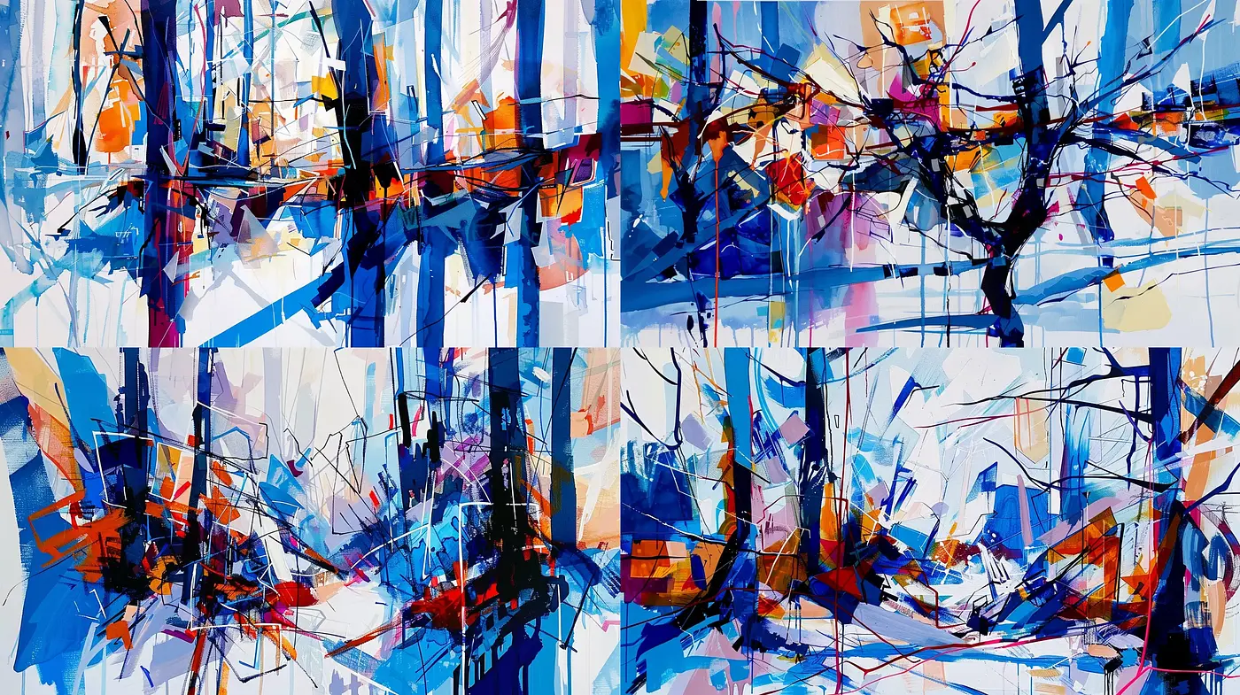 Energetic Abstract Expressionist Fusion - Midjourney sref style