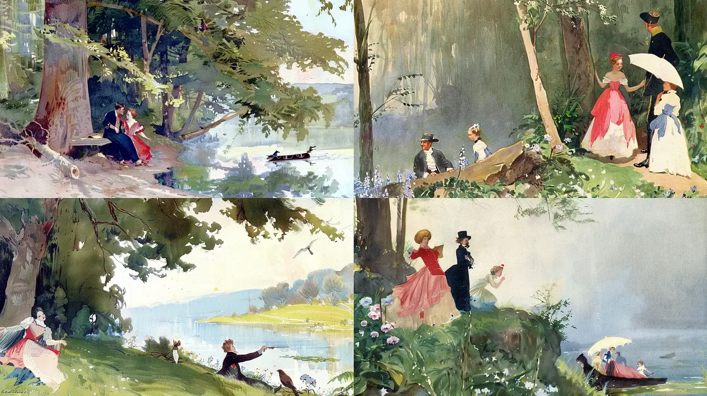 Idyllic Riverside Reverie in Impressionistic Hues - Midjourney sref style