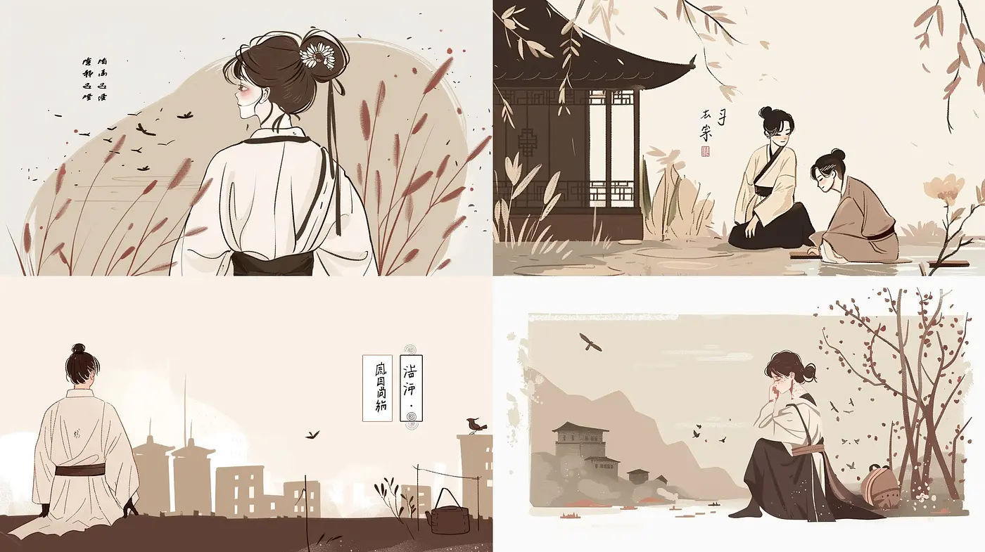 Harmonious Sepia-Toned Vignettes of Tranquil Life - Midjourney sref style