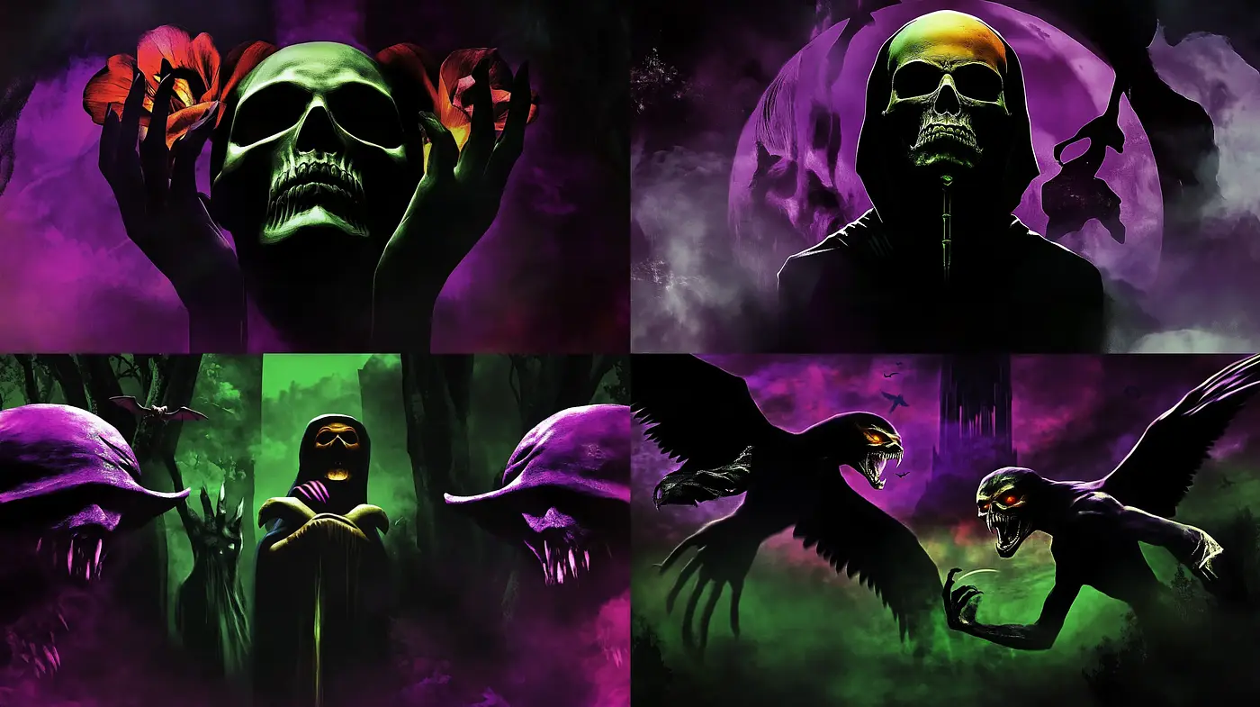 Surrealistic Shadows and Silhouettes: An Homage to Eerie Fantasy - Midjourney sref style