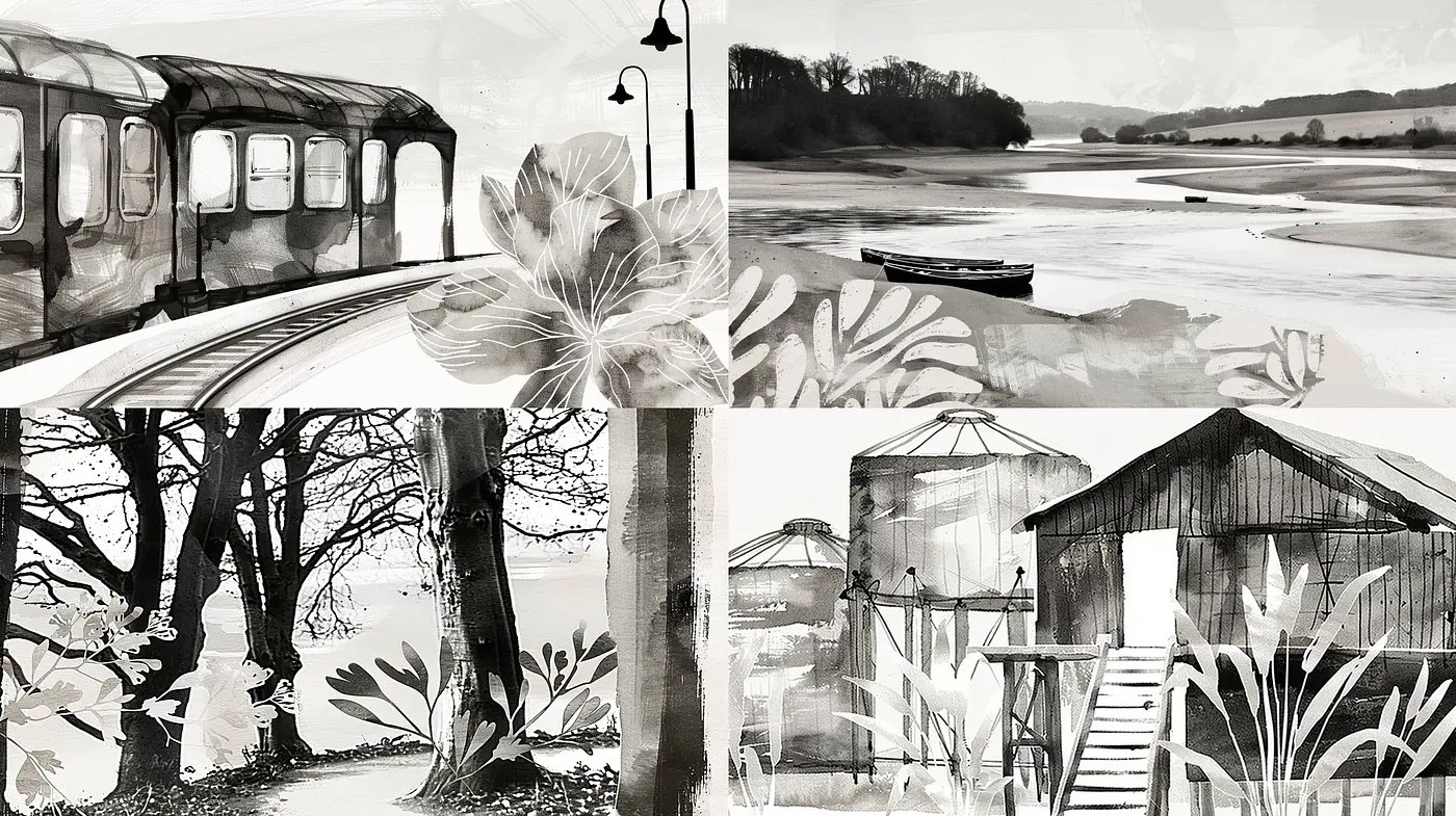 Monochromatic Whispers of Tranquility Through Brush Strokes - Midjourney sref style