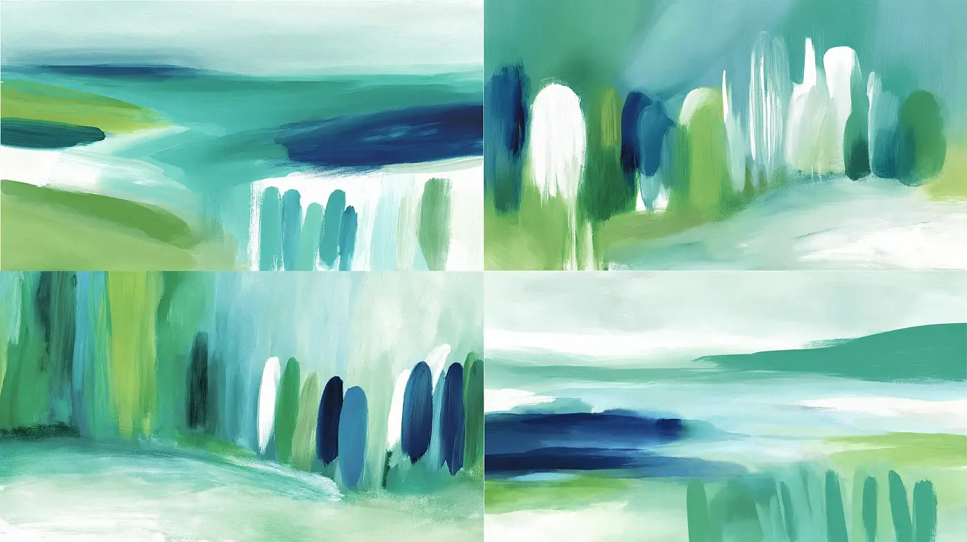 Fluid and Serene Abstract Landscapes with Organic Shapes - Midjourney sref style