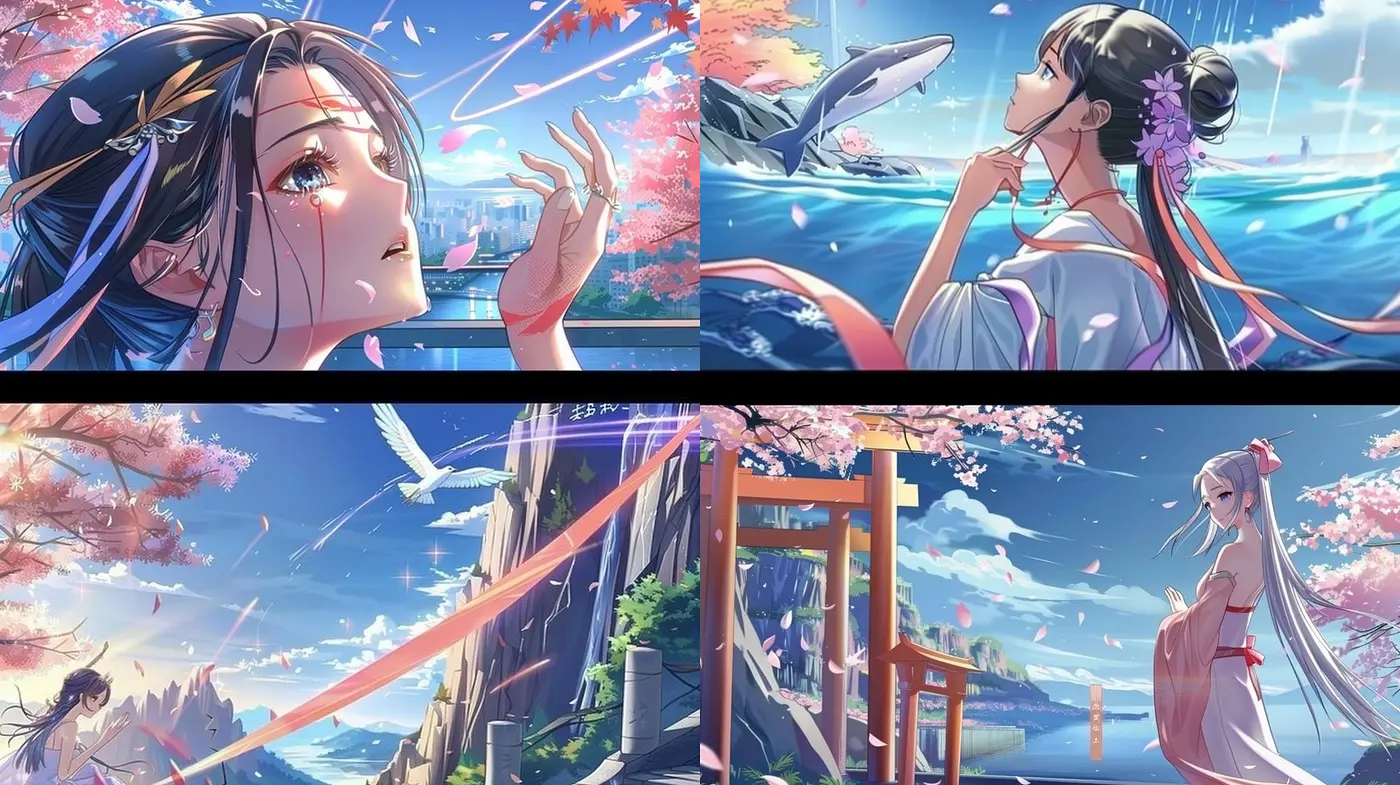 Ethereal Cherry Blossom Dreamscape: A Synthesis of Anime Elegance and Pastel Daydreams - Midjourney sref style