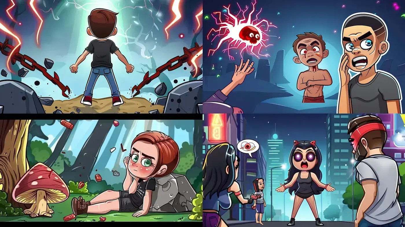 Dynamic Comic Book Panache with Vivid Storytelling Elements - Midjourney sref style