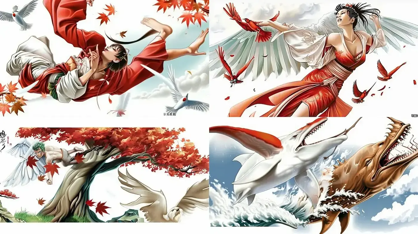 Dynamic and ethereal illustrations inspired by East Asian aesthetics - Midjourney sref style