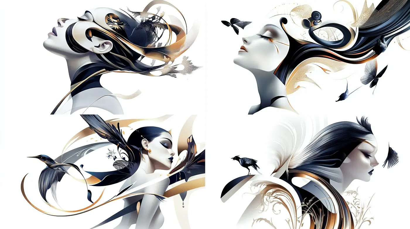 Elegant Whimsy of Monochromatic Dreams - Midjourney sref style