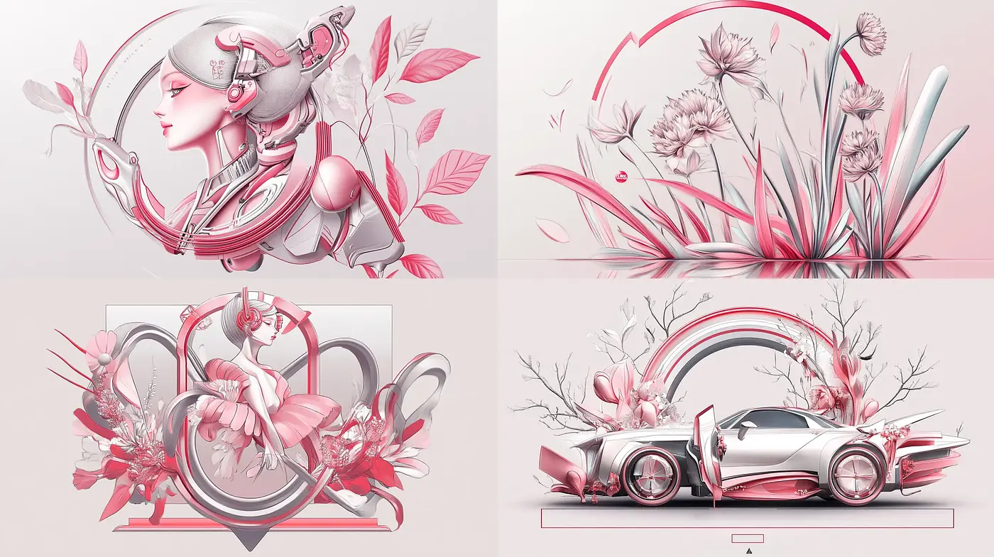 Futuristic Elegance with Organic Flourishes in Pastel Hues - Midjourney sref style