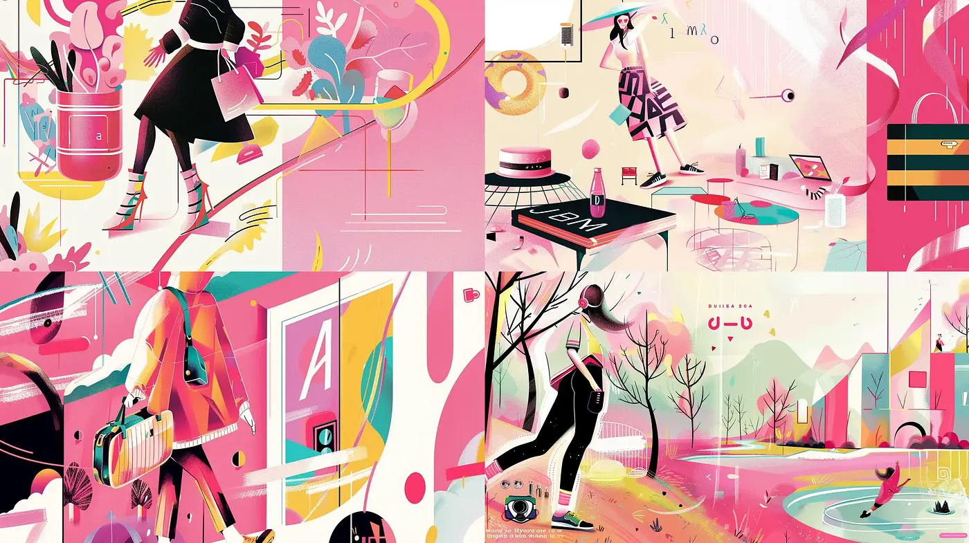 Harmonious Pastel Dreamscape with a Distinctive Contemporary Illustrative Flair - Midjourney sref style