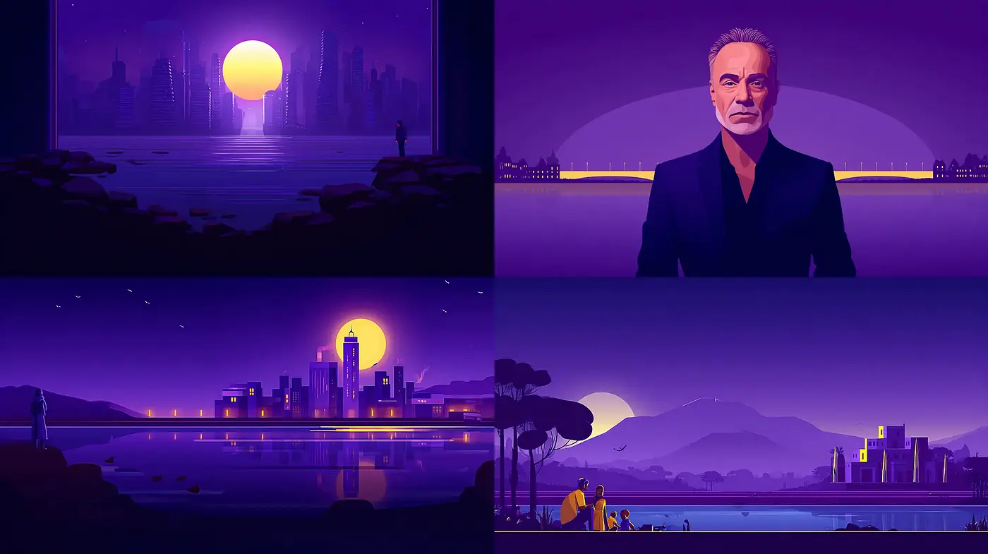 Stylized Digital Art with Futuristic Elements and a Cinematic Mood - Midjourney sref style