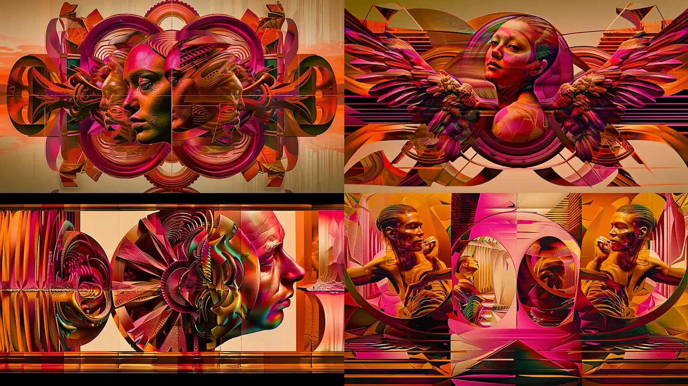 Bold and Dynamic Abstract Portraiture with Vibrant Textures - Midjourney sref style