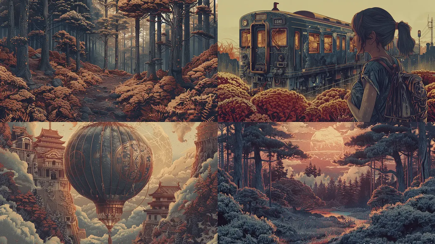 Dreamlike Autumnal Reverie with a Vintage Fantasy Essence - Midjourney sref style