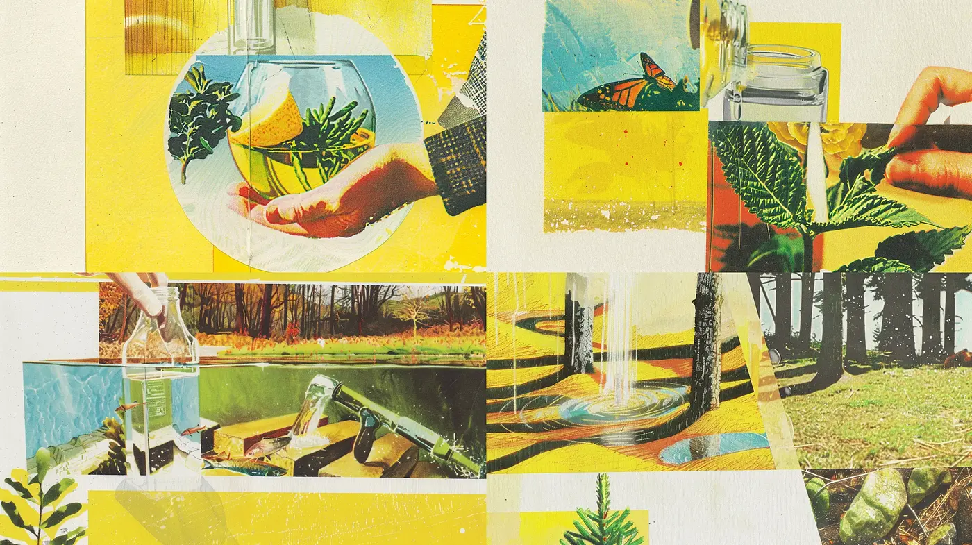 Warmly Filtered Retro Collage with Surreal Elements - Midjourney sref style