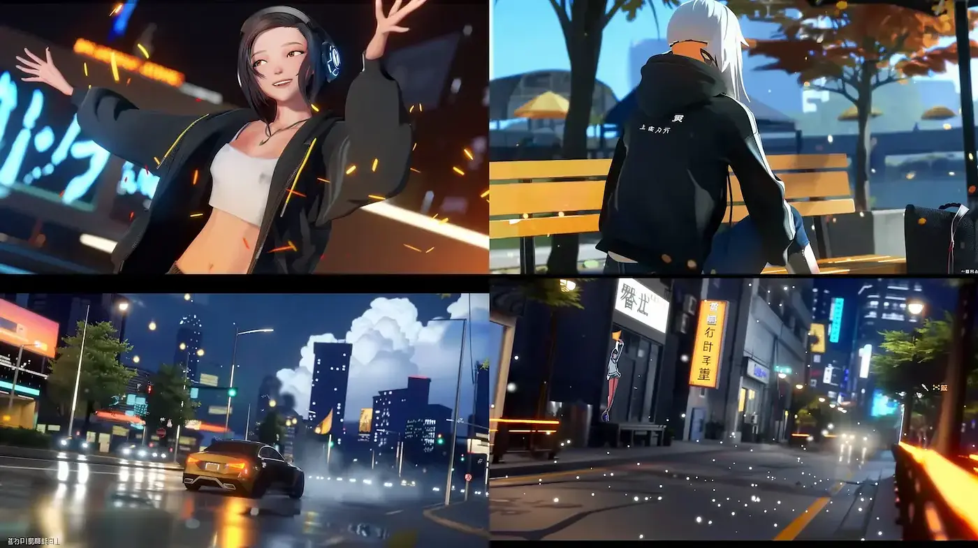 Urban, dynamic illustration with a futuristic flair - Midjourney sref style