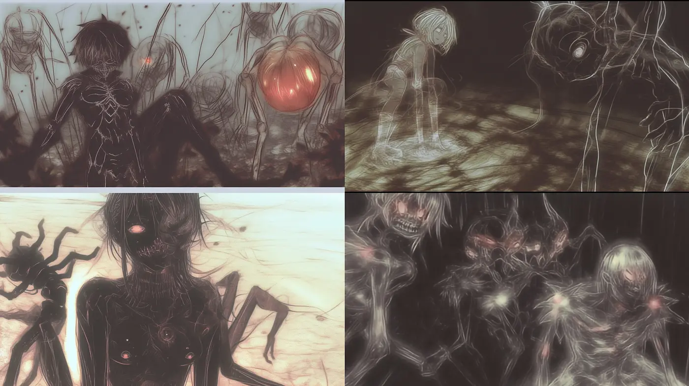 Eerie Sepiatone Dreamscape: A Consistent Journey Through Stylized Nightmare Visions - Midjourney sref style