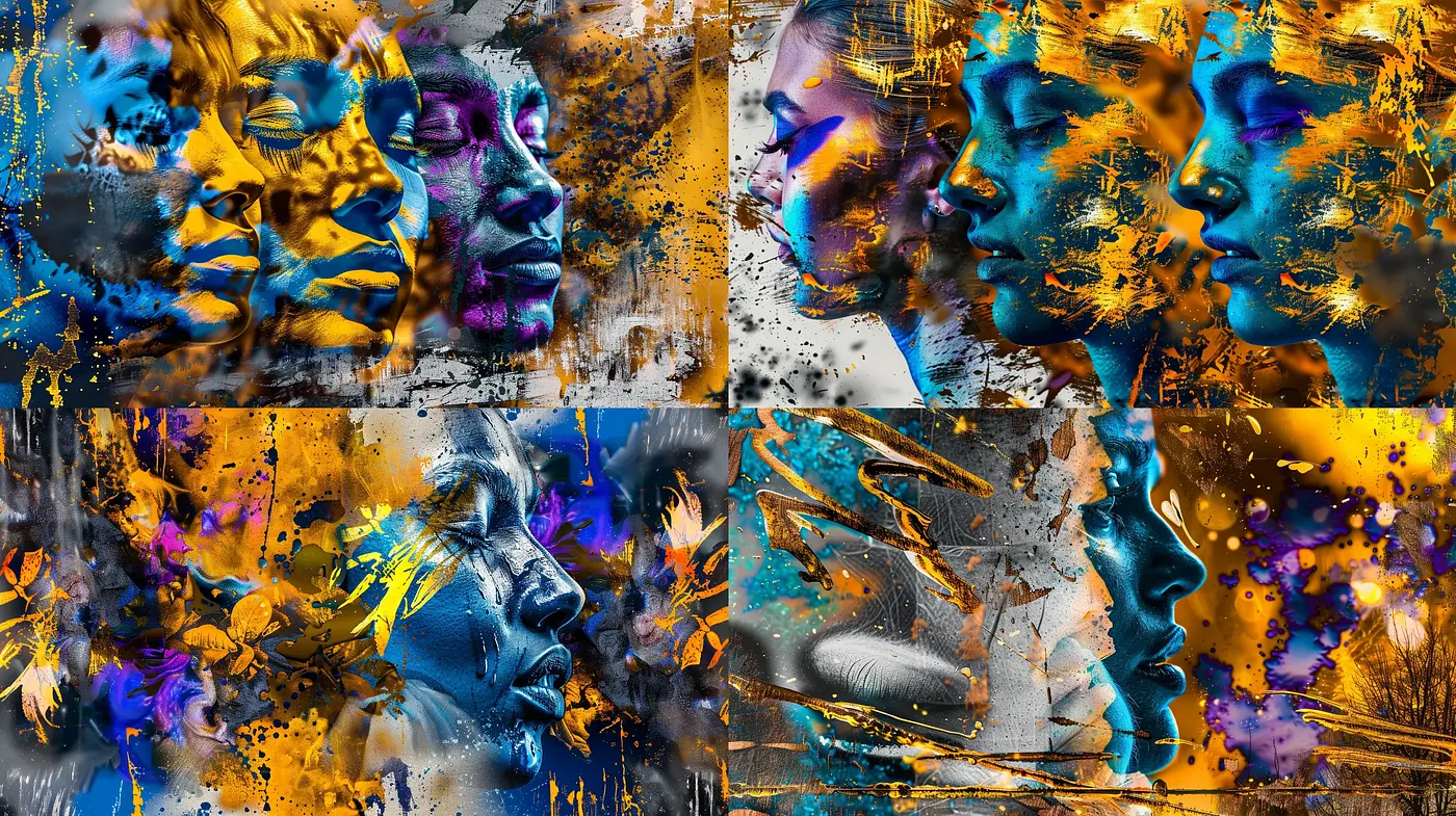 Abstract Expressionist Fusion with Vibrant Neon Palette - Midjourney sref style