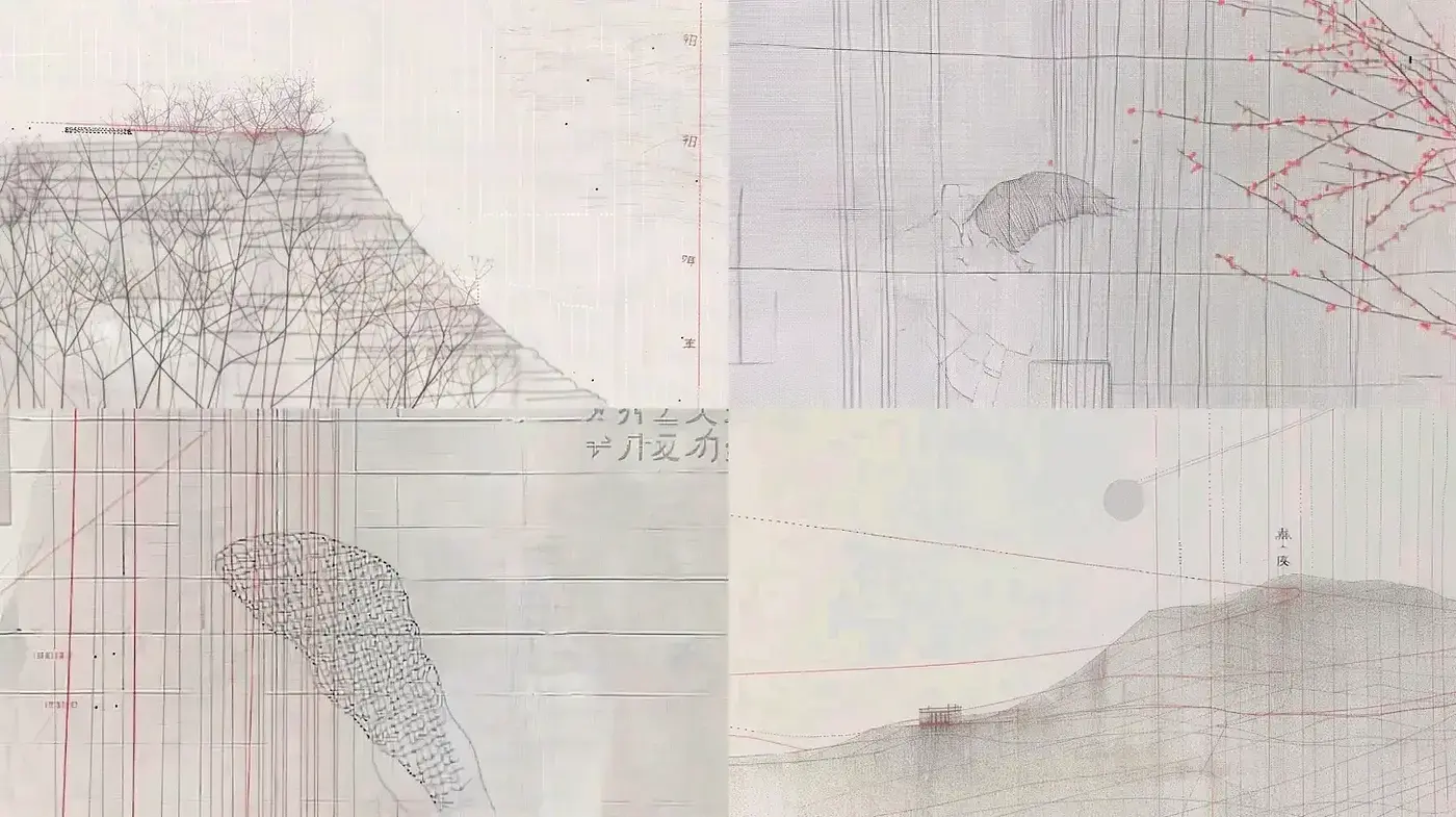 Ethereal Architectural Drafts in Subdued Watercolor Hues - Midjourney sref style