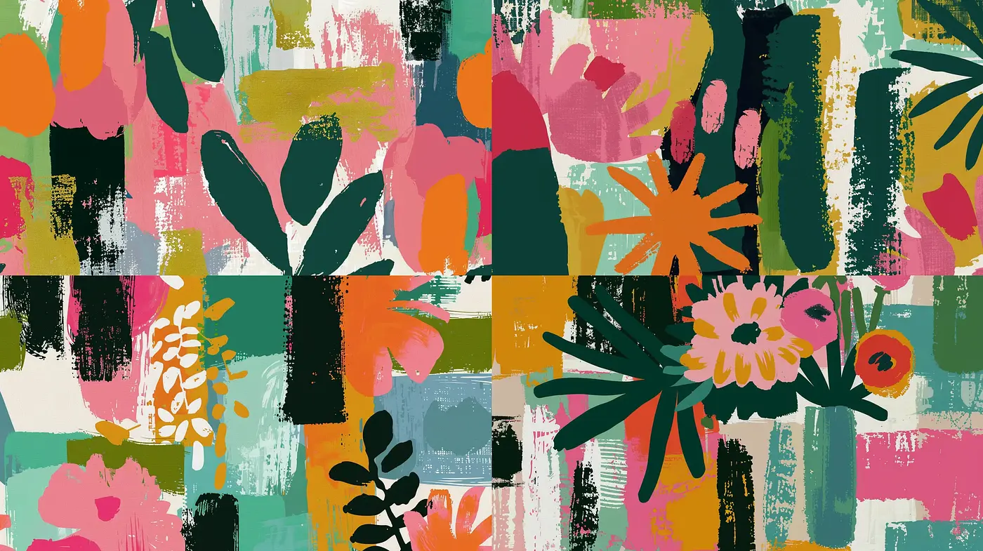 Abstract Expressionist Blooms with a Modern Twist - Midjourney sref style