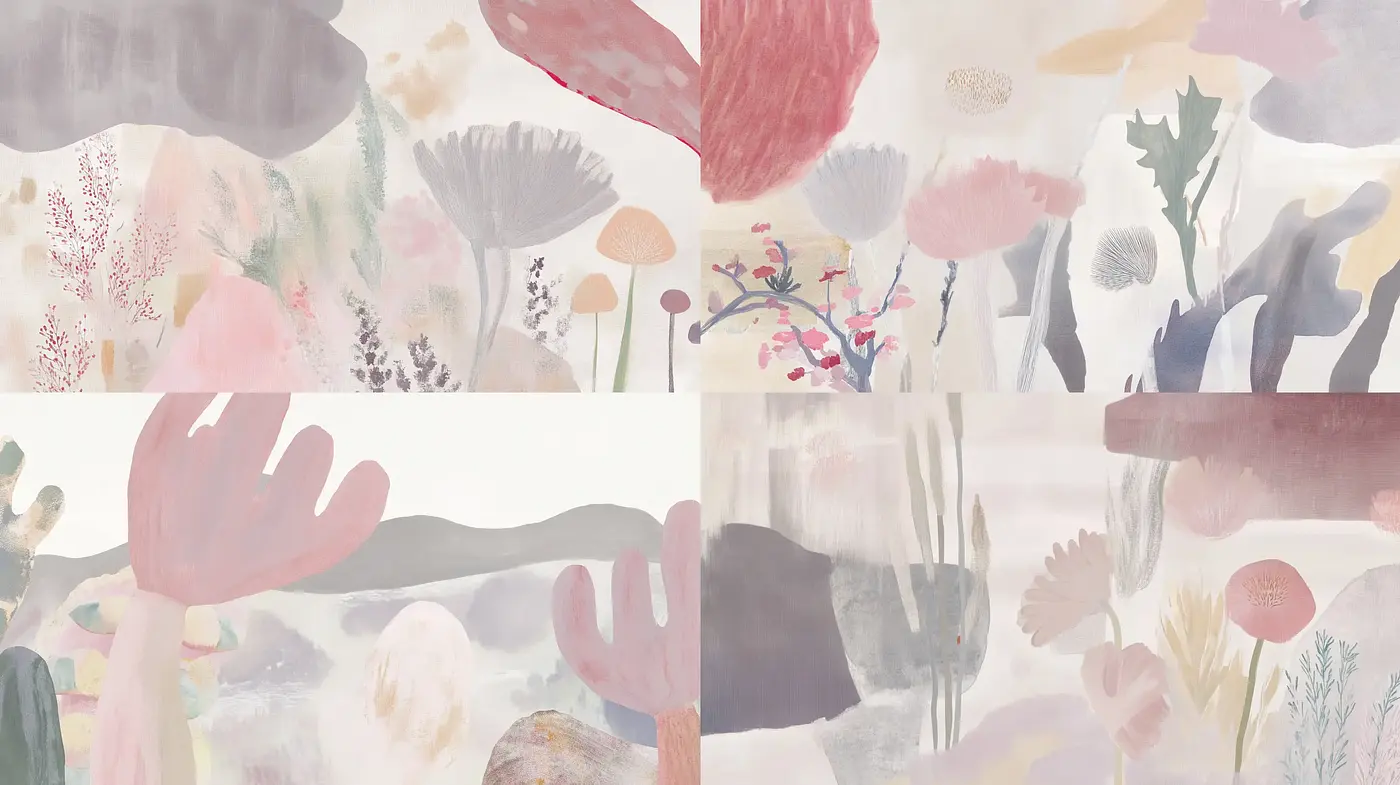 Serene Pastel Botanical Dreamscapes - Midjourney sref style