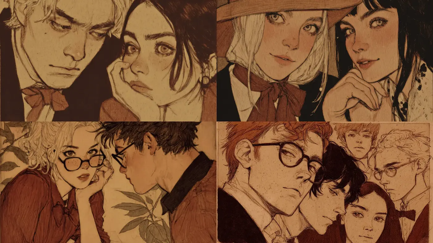 Elegant and Intimate Character Portraits with a Vintage Aesthetic - Midjourney sref style