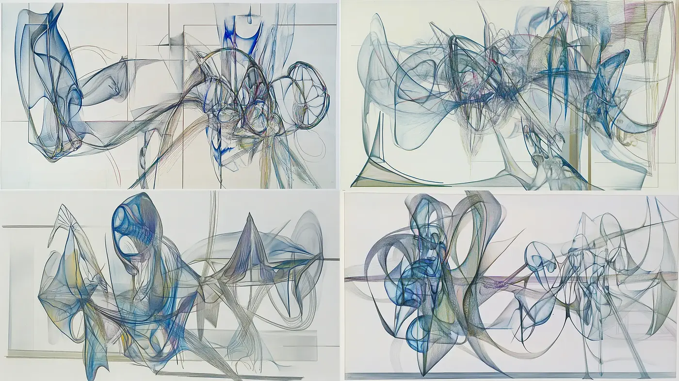 Fluid Dynamics in Translucent Hues: An Abstract Exploration of Movement and Color - Midjourney sref style
